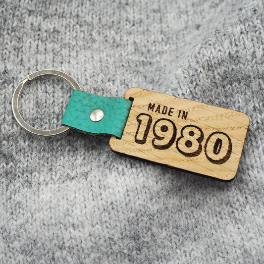 Made in *year* Personalised Wooden Keyring