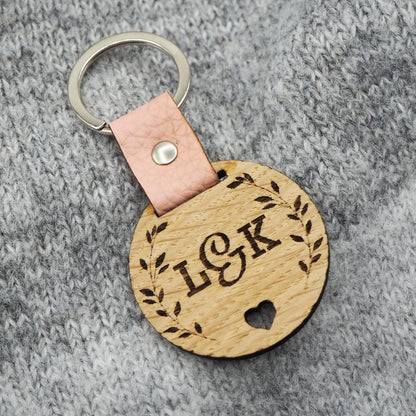 Initials Personalised Wooden Keyring