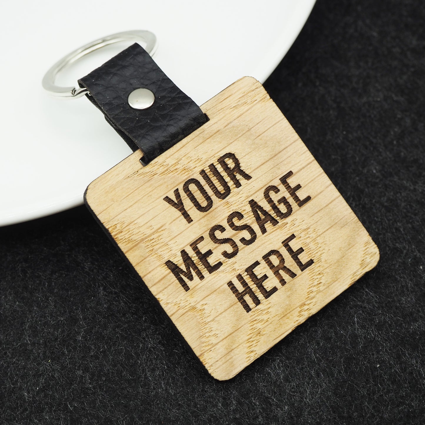 Personalised with Any Message Wooden Keyring