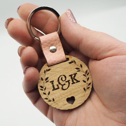 Initials Personalised Wooden Keyring