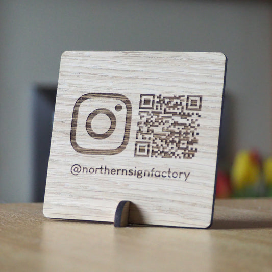 Wooden QR Code Business Sign for Shops or Market Stalls Personalised