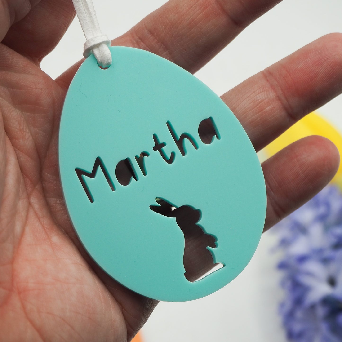 Personalised Easter Hanging Decoration – Custom Acrylic Bunny Ornament, Spring Décor Gift