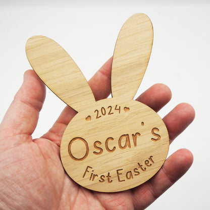 Baby’s First Easter Gift – Personalised Wooden Bunny Keepsake, Custom Baby Gift for Easter