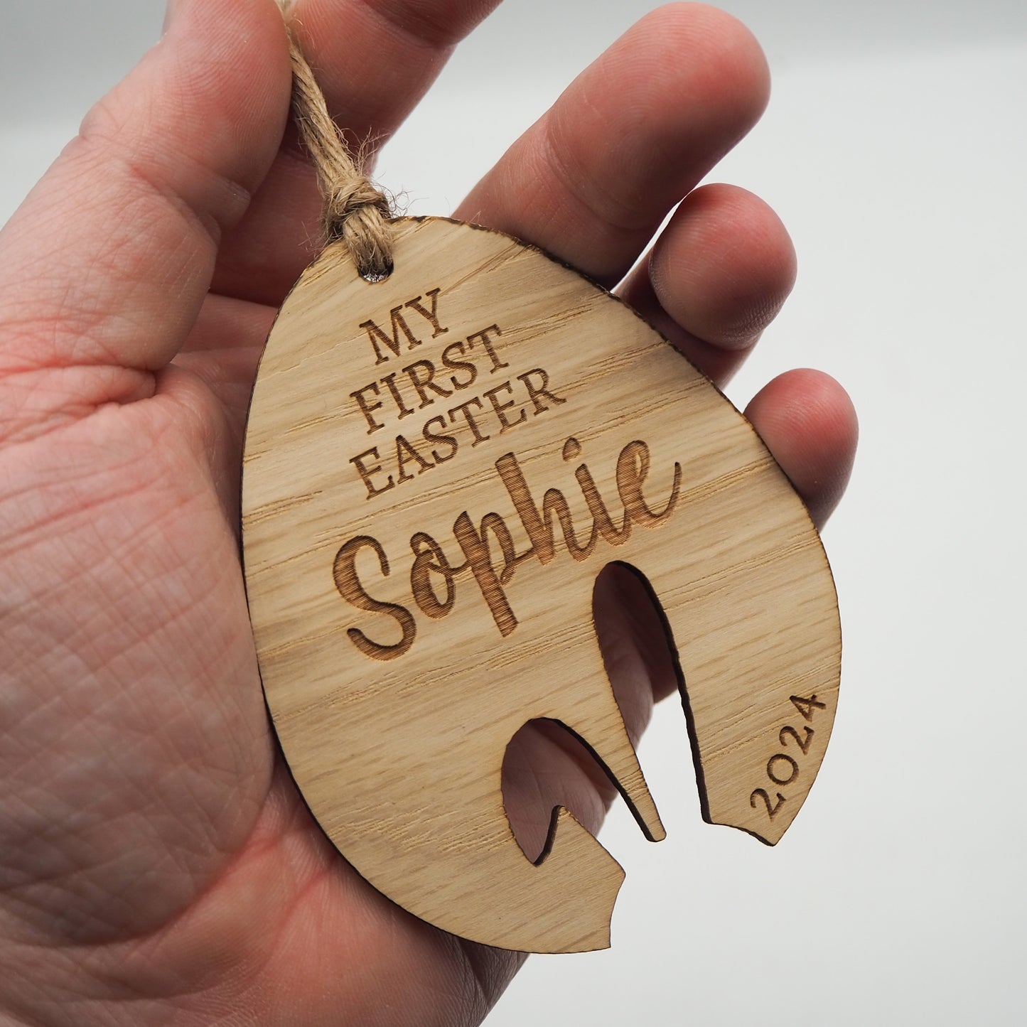 Baby’s First Easter Decoration – Personalised Wooden Hanging Bunny, Custom Easter Keepsake