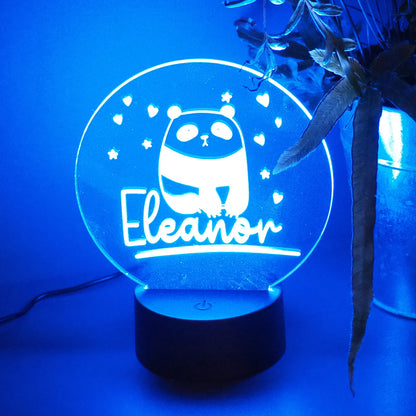 Light-up Panda Themed Personalised LED Colour Changing Lamp