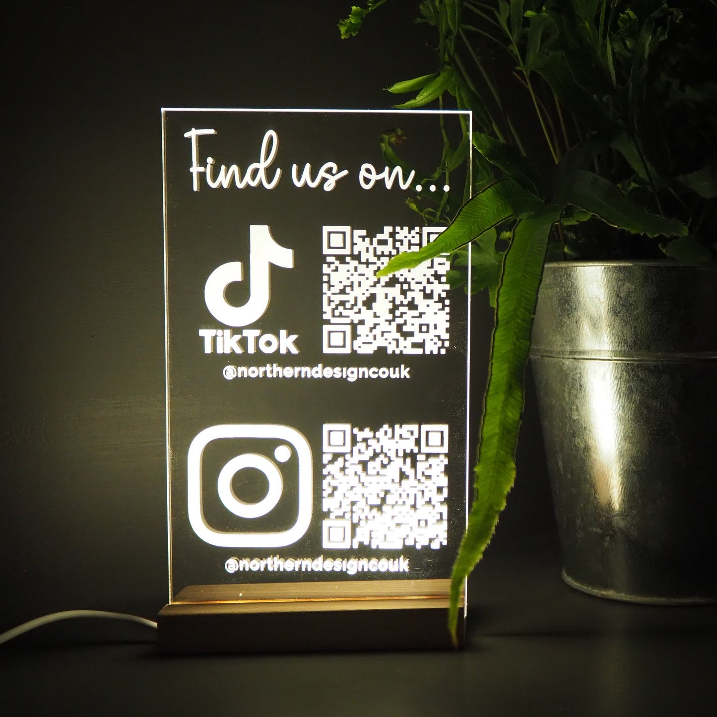 Light-up Social Media Business QR Code Sign