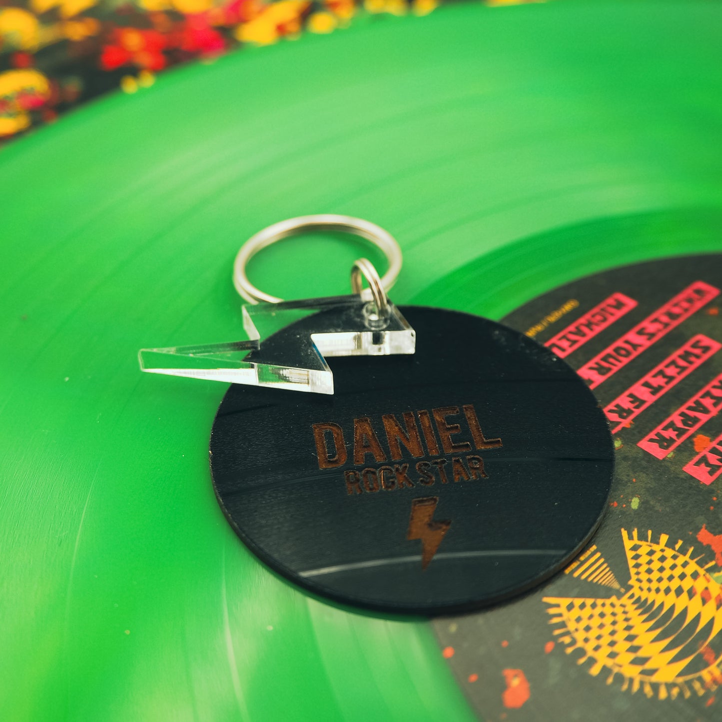 Personalised Upcycled Vinyl Record Keyring