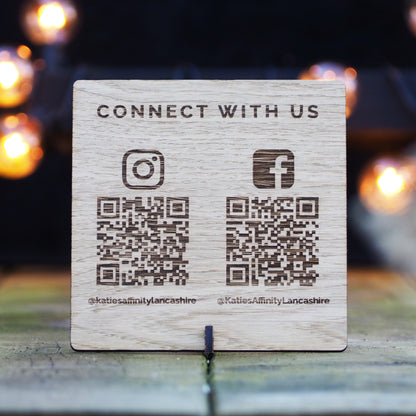 Wooden QR Code Business Sign for Market Stalls or Shops