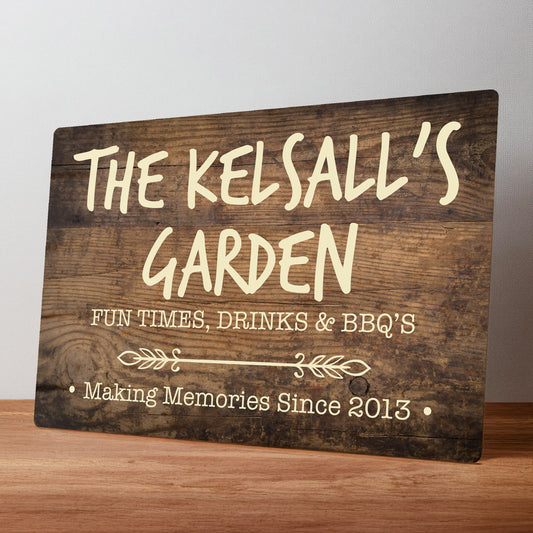 Personalised Family Garden Metal Wall Sign