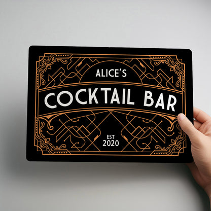 Art Deco Personalised Metal Cocktail Bar Sign