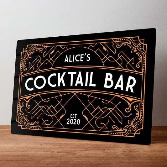 Art Deco Personalised Metal Cocktail Bar Sign