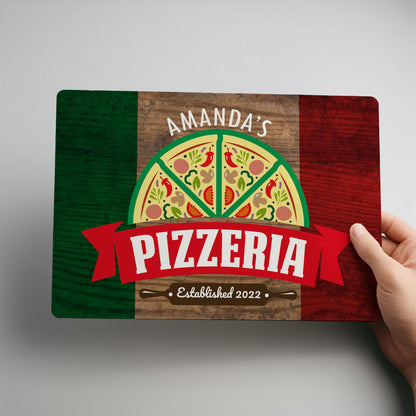 Pizzeria Retro Personalised Metal Wall Sign