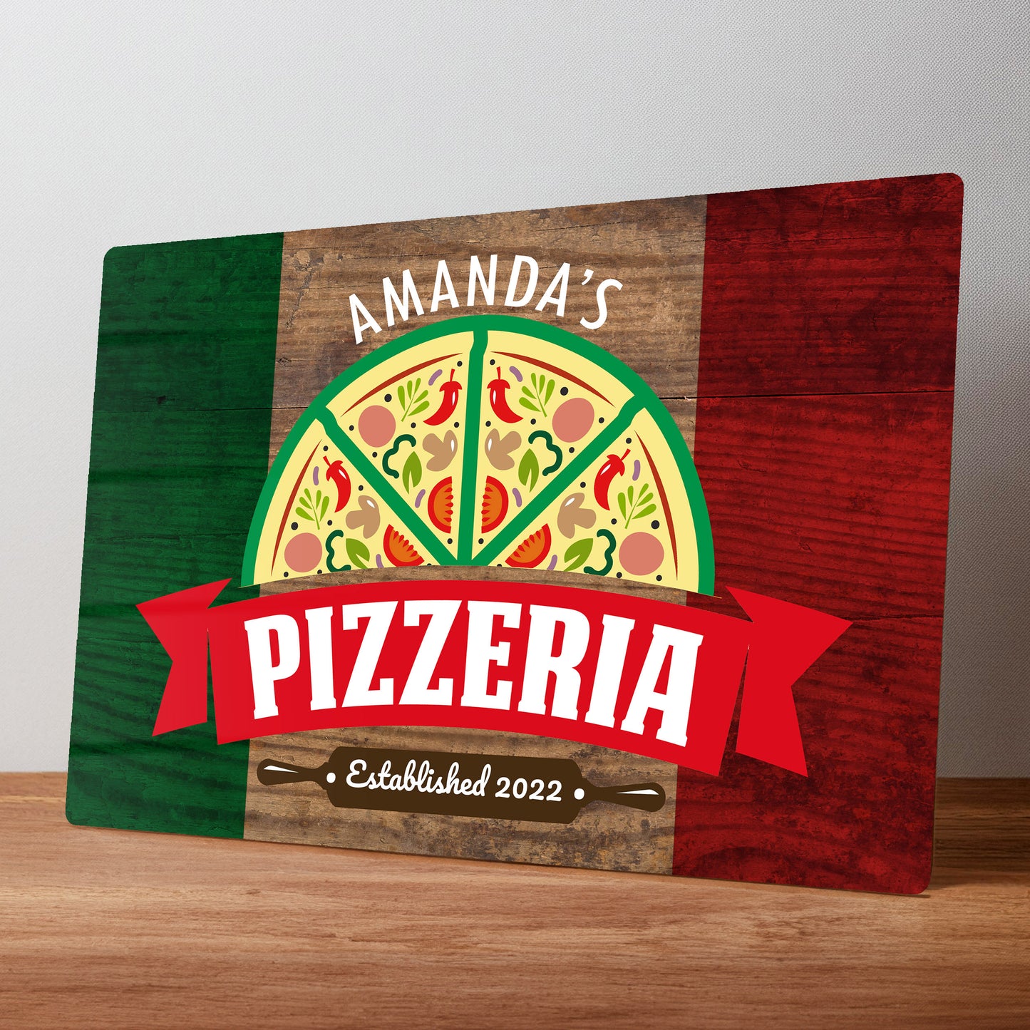 Pizzeria Retro Personalised Metal Wall Sign