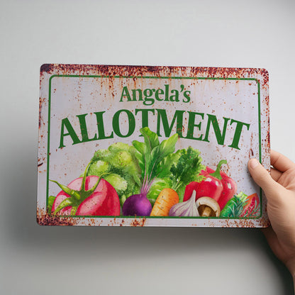 Allotment Personalised Garden Decor Vegetable Patch Rustic Metal Wall Sign