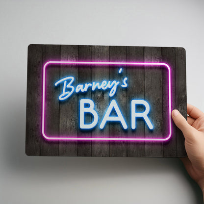 Neon Style Personalised Home Bar Metal Wall Sign