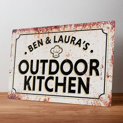 Outdoor Kitchen Rustic Personalised Metal Wall Sign