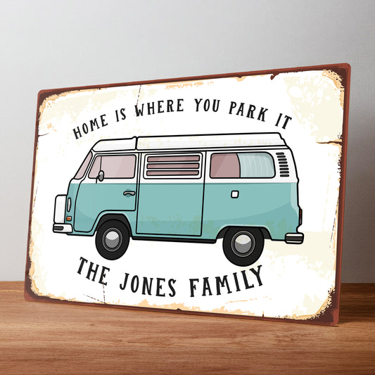 Camper Van VW Personalised Metal Wall Camping Sign