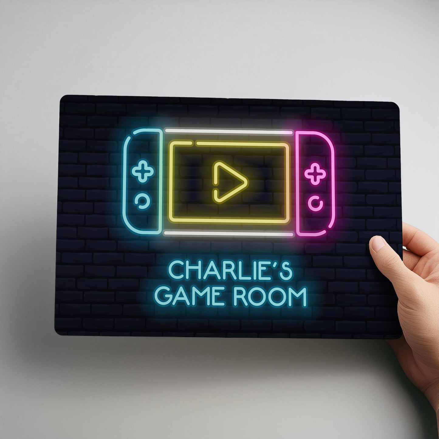 Games Room Neon Style Personalised Metal Wall Sign