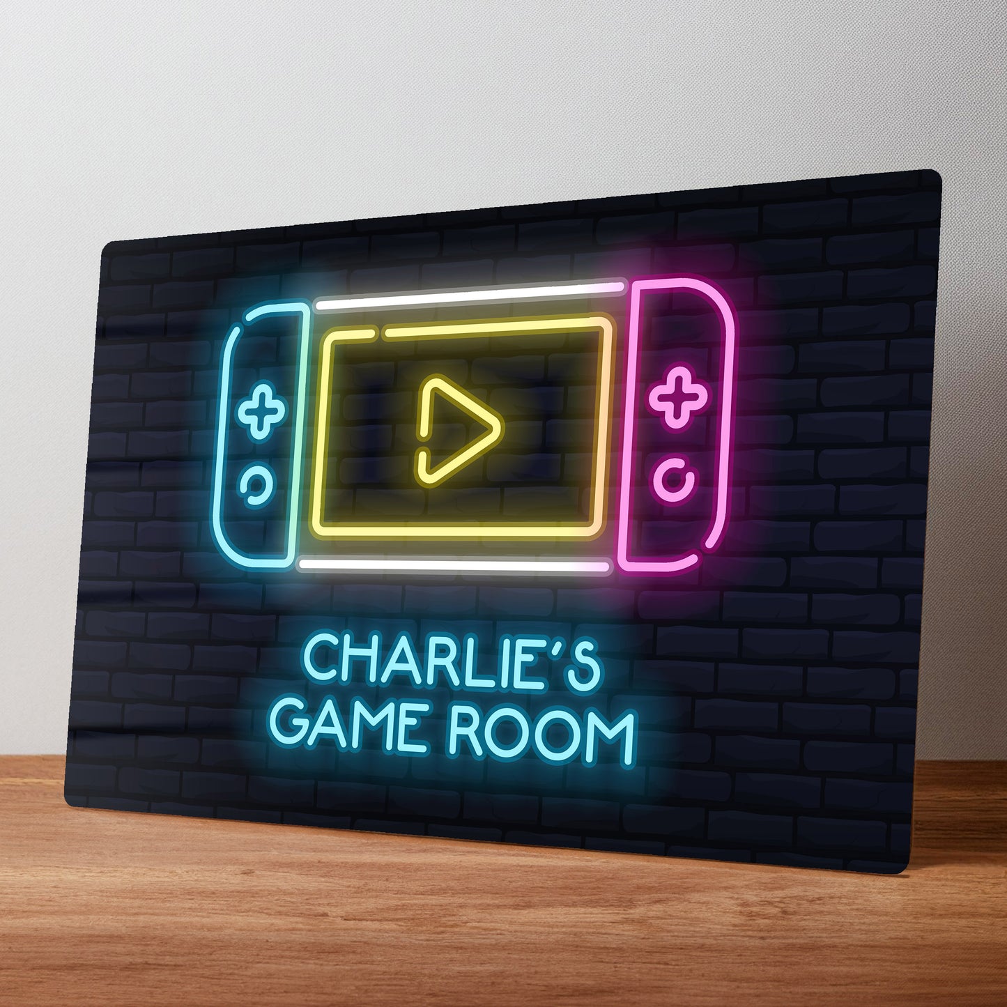 Games Room Neon Style Personalised Metal Wall Sign