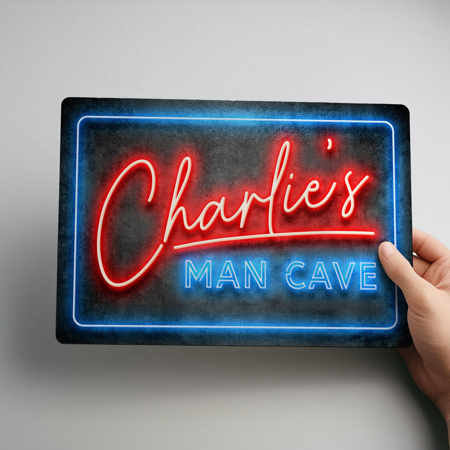 Man Cave Neon Style Personalised Metal Wall Sign