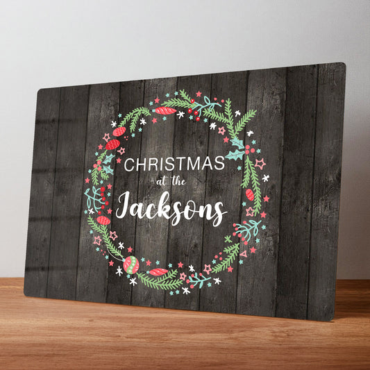 Festive Personalised Merry Christmas Metal Wall Sign