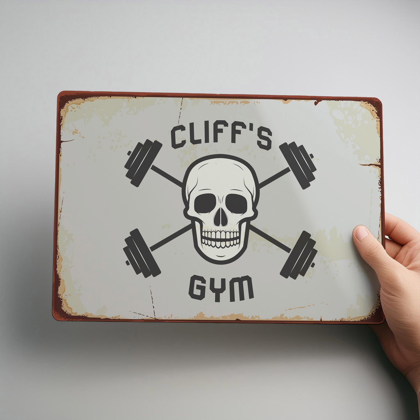 Rustic Skull & Crossbones Home Gym Metal Personalised Sign