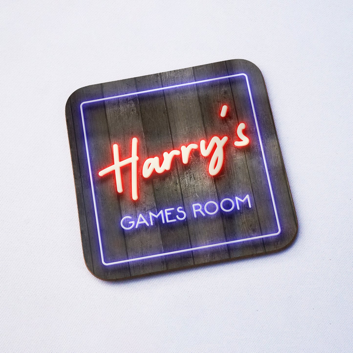 Games Room Neon Style Personalised Drinks Coaster