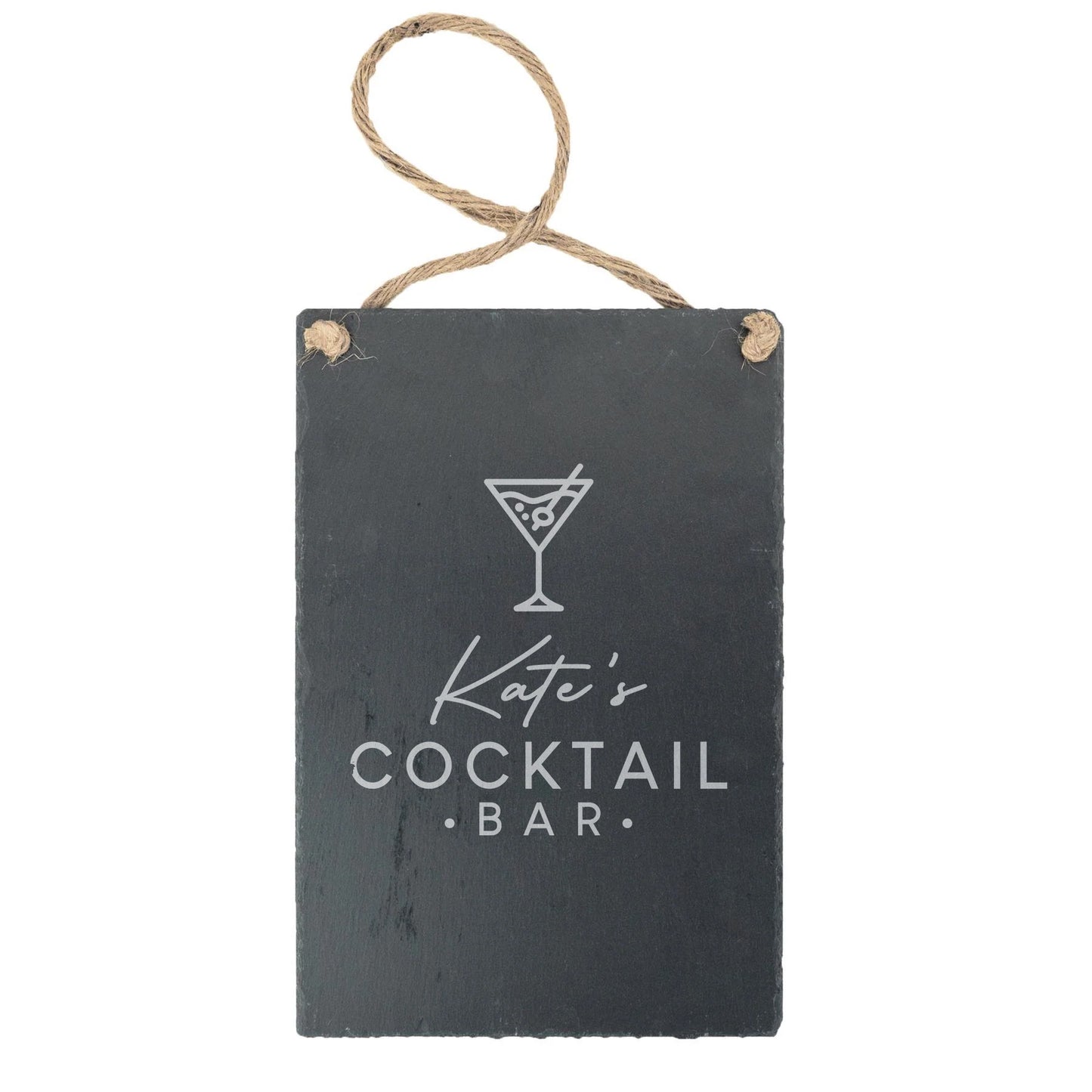 Slate Cocktail Bar Hanging Sign for Indoor or Outdoor Use