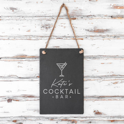 Slate Cocktail Bar Hanging Sign for Indoor or Outdoor Use