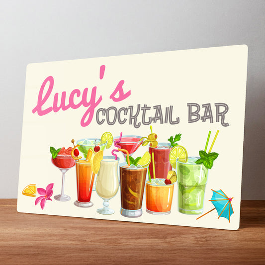 Cocktail Bar Personalised Metal Wall Sign