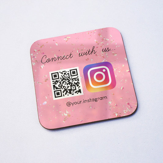 Beauty Salon QR Code Social Share Drinks Coaster