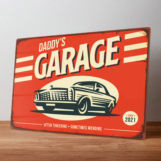 Retro Style Personalised Metal Garage Workshop Sign