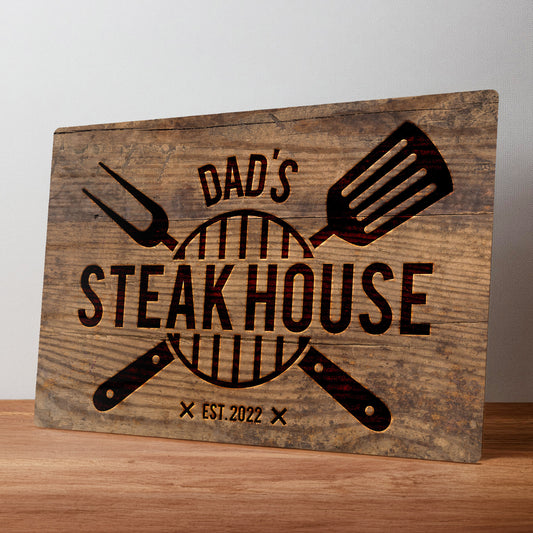 Steakhouse BBQ Personalised Metal Wall Sign