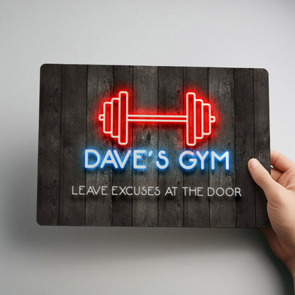 Home Gym Personalised Neon Style Metal Wall Sign