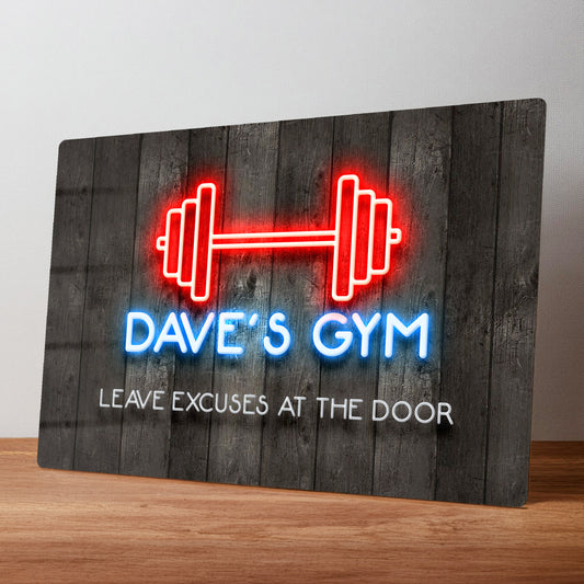 Home Gym Personalised Neon Style Metal Wall Sign