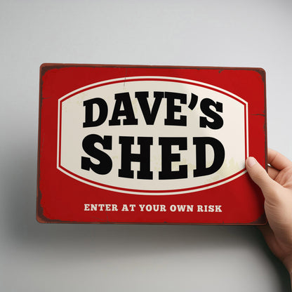 Shed Sign Personalised Workshop Rustic Metal Wall Sign