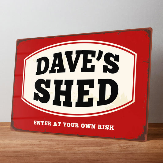 Shed Sign Personalised Workshop Rustic Metal Wall Sign