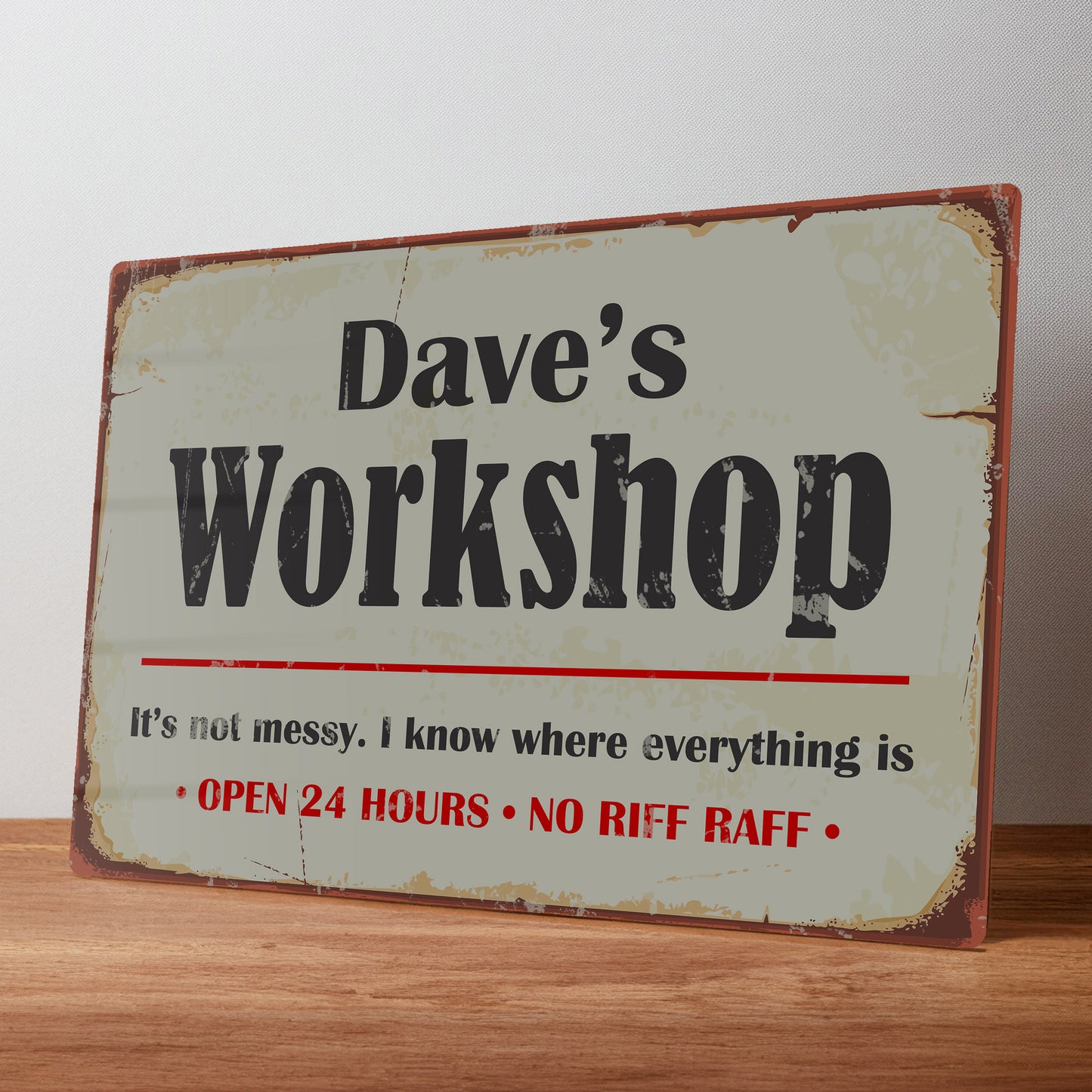 Workshop Rustic Personalised Metal Garage Wall Sign