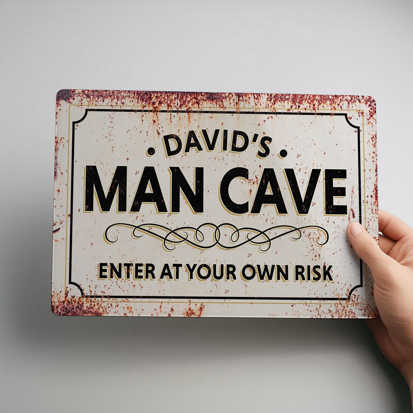 Man Cave Rustic Personalised Metal Wall Sign