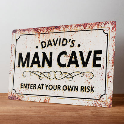 Man Cave Rustic Personalised Metal Wall Sign