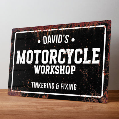 Motorcycle Workshop Rustic Metal Personalised Sign