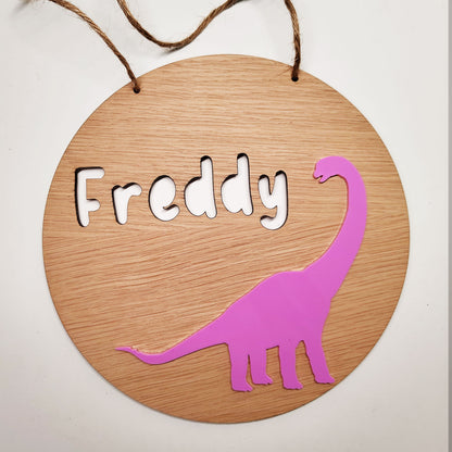 Personalised Dinosaur Name Sign – Custom Bedroom Wall Hanging, Animal-Themed Kids Room Décor