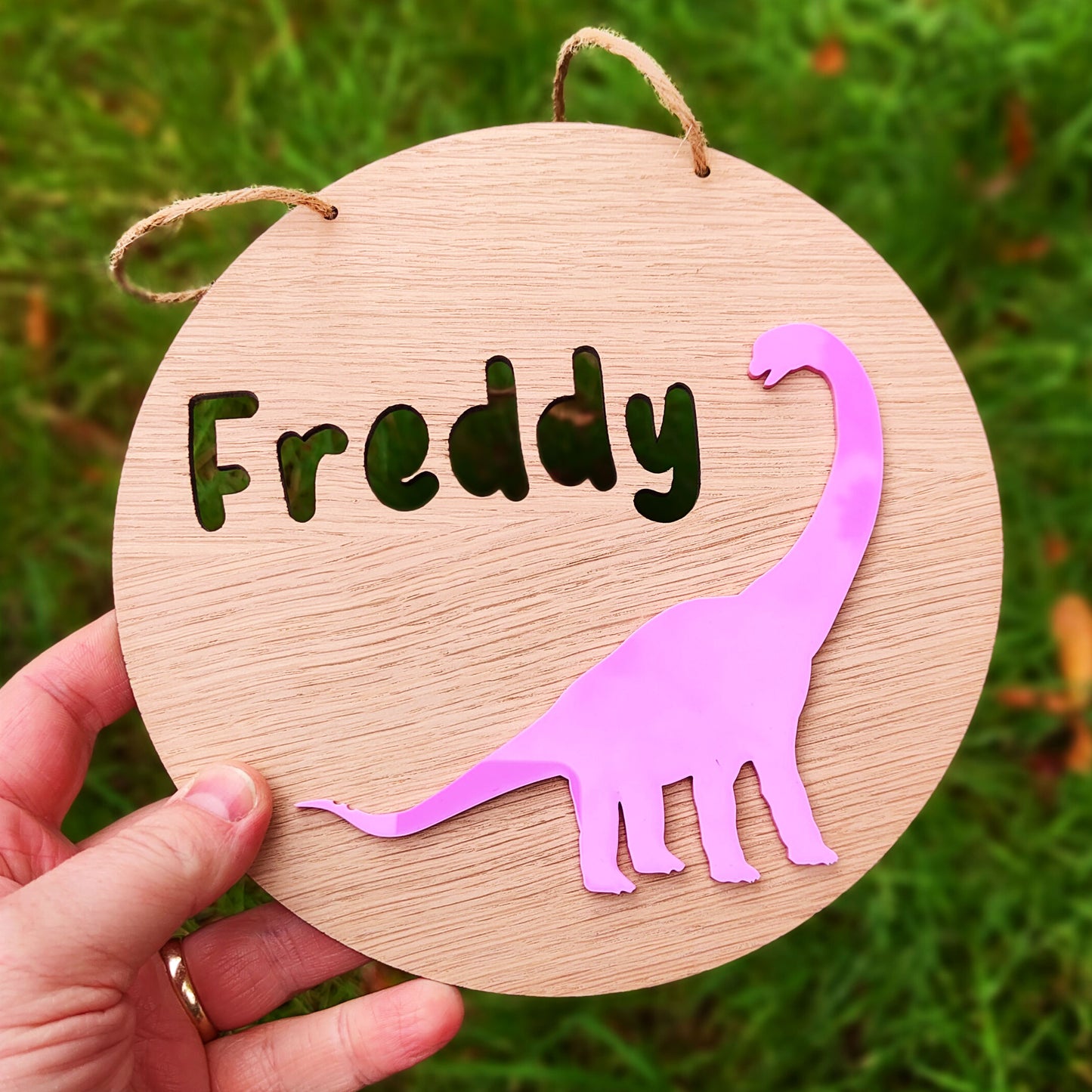 Personalised Dinosaur Name Sign – Custom Bedroom Wall Hanging, Animal-Themed Kids Room Décor