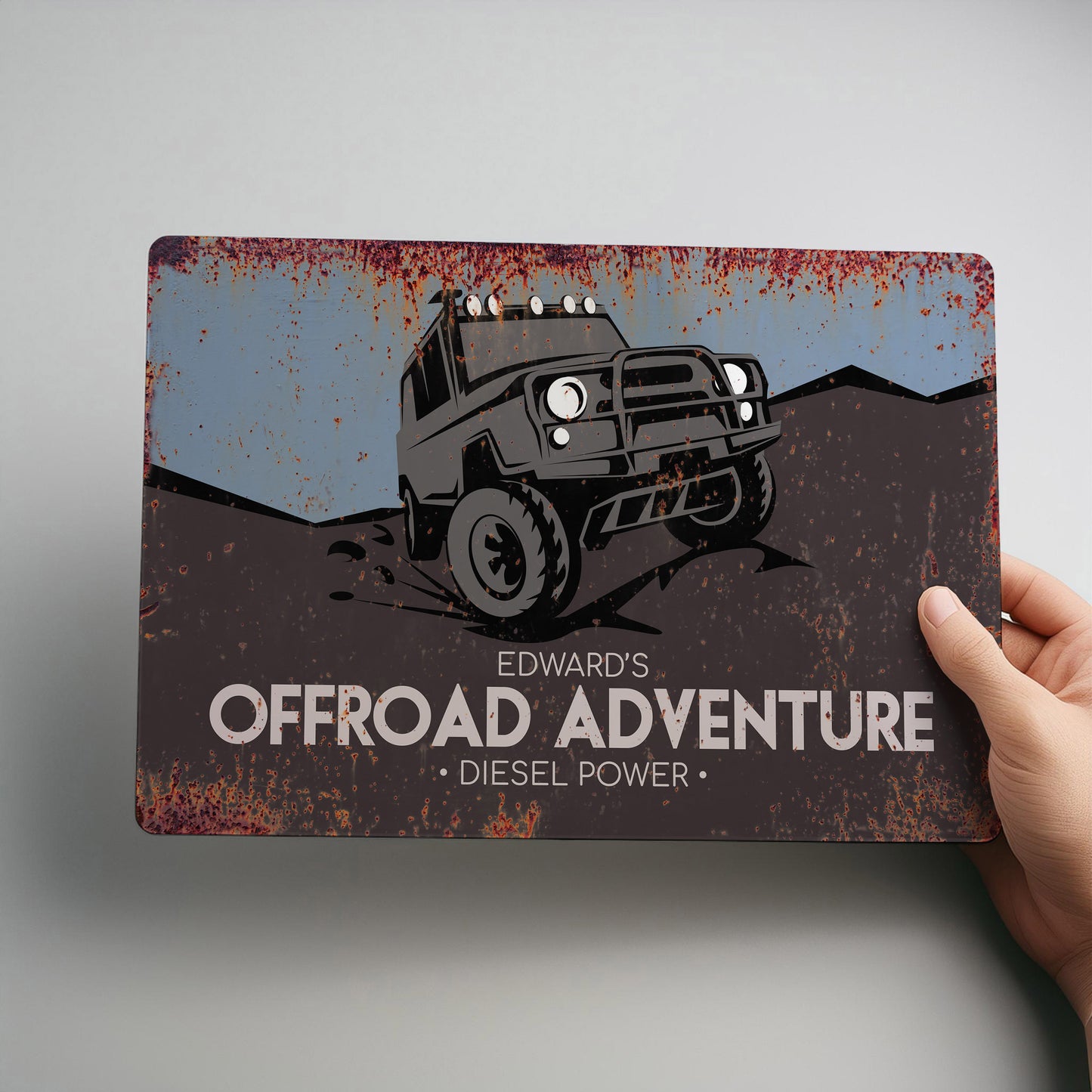 4x4 Offroad Sign Personalised Metal Garage or Workshop Rustic Land Rover Sign