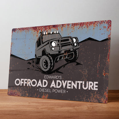 4x4 Offroad Sign Personalised Metal Garage or Workshop Rustic Land Rover Sign