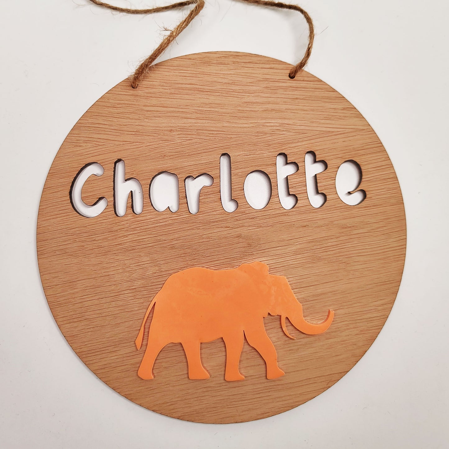 Personalised Elephant Name Sign – Custom Bedroom Wall Hanging, Nursery Décor, Gift for Kids