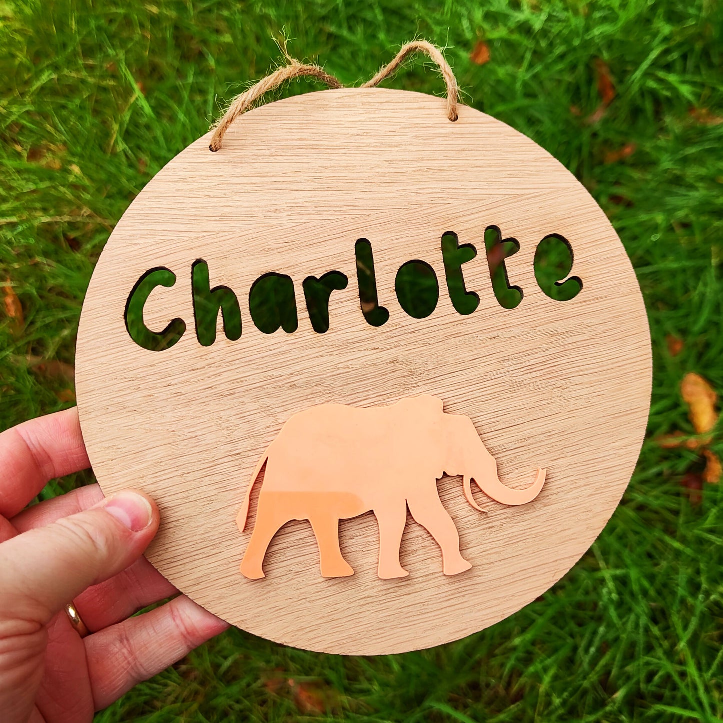 Personalised Elephant Name Sign – Custom Bedroom Wall Hanging, Nursery Décor, Gift for Kids