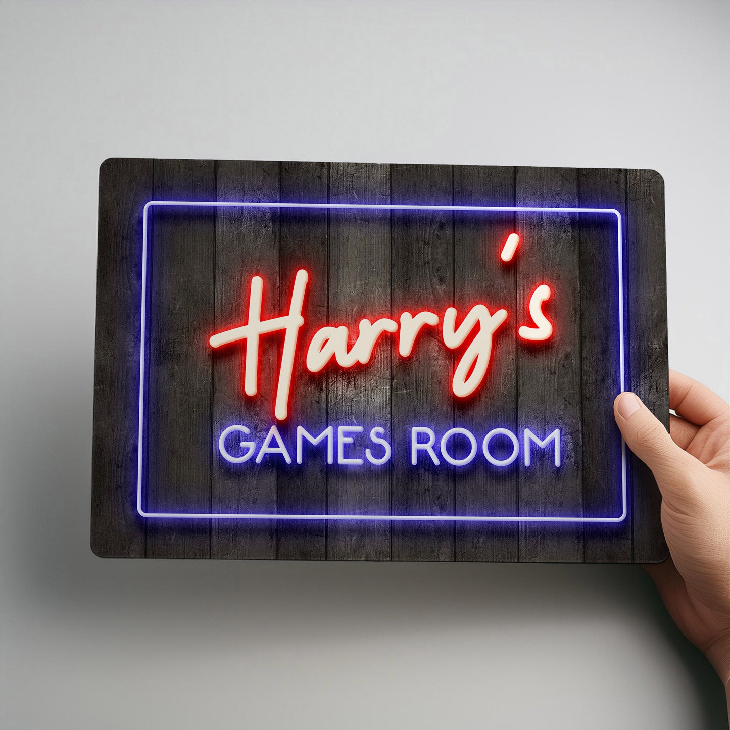 Games Room Personalised Neon Style Gaming Metal Wall Sign