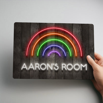 Rainbow Bedroom Wall Personalised Metal Sign