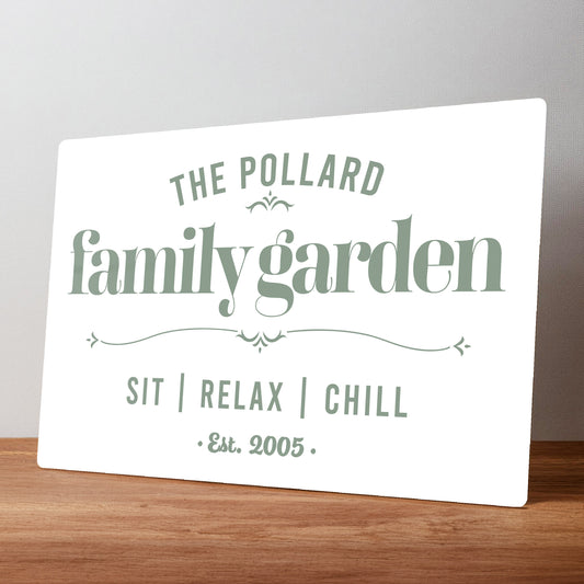 Family Garden Metal Personalised Wall Sign